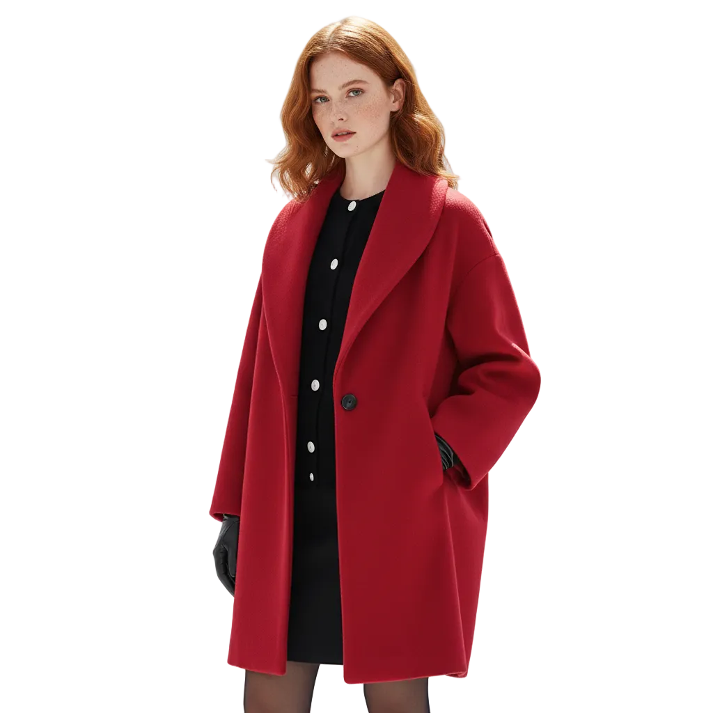 Vicky Women’s Oversized Coat – Elegant Mid-Length Winter Jacket with Soft Draped Fit