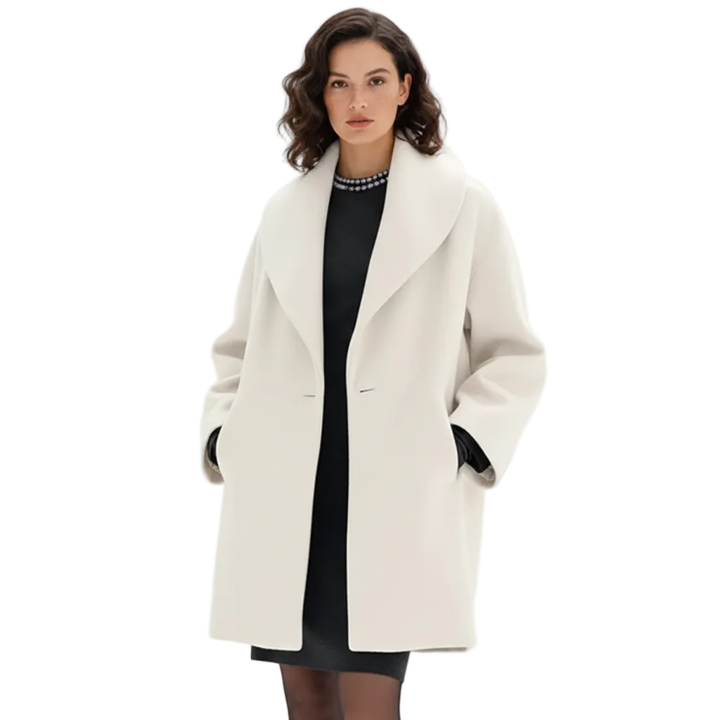 Vicky Women’s Oversized Coat – Elegant Mid-Length Winter Jacket with Soft Draped Fit