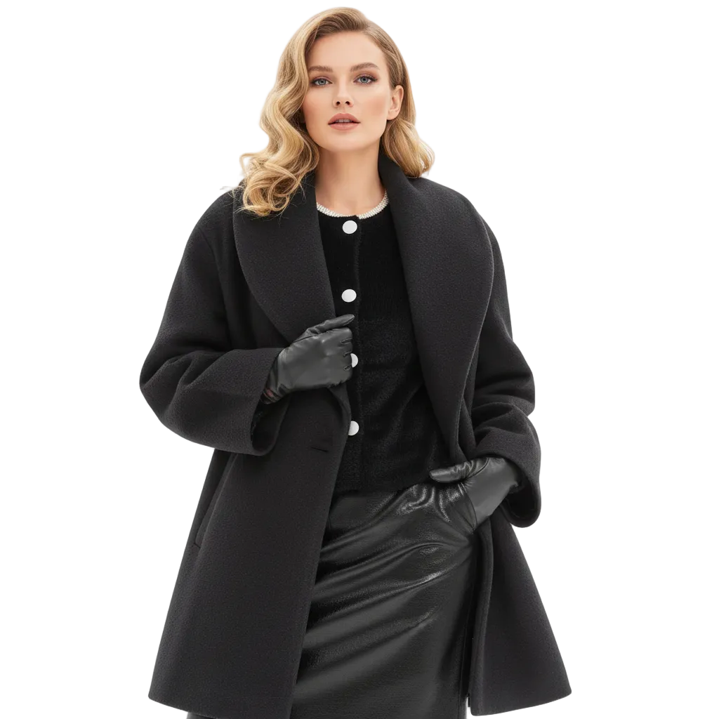 Vicky Women’s Oversized Coat – Elegant Mid-Length Winter Jacket with Soft Draped Fit