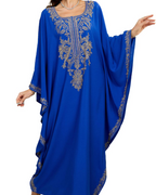 Luna Women's Boho Kaftan Dress – Embroidered Floral Beach Cover-Up