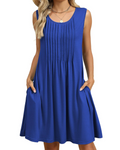 Olivia Women's Floral Midi Dress – Sleeveless Boho Beach Dress with Pockets