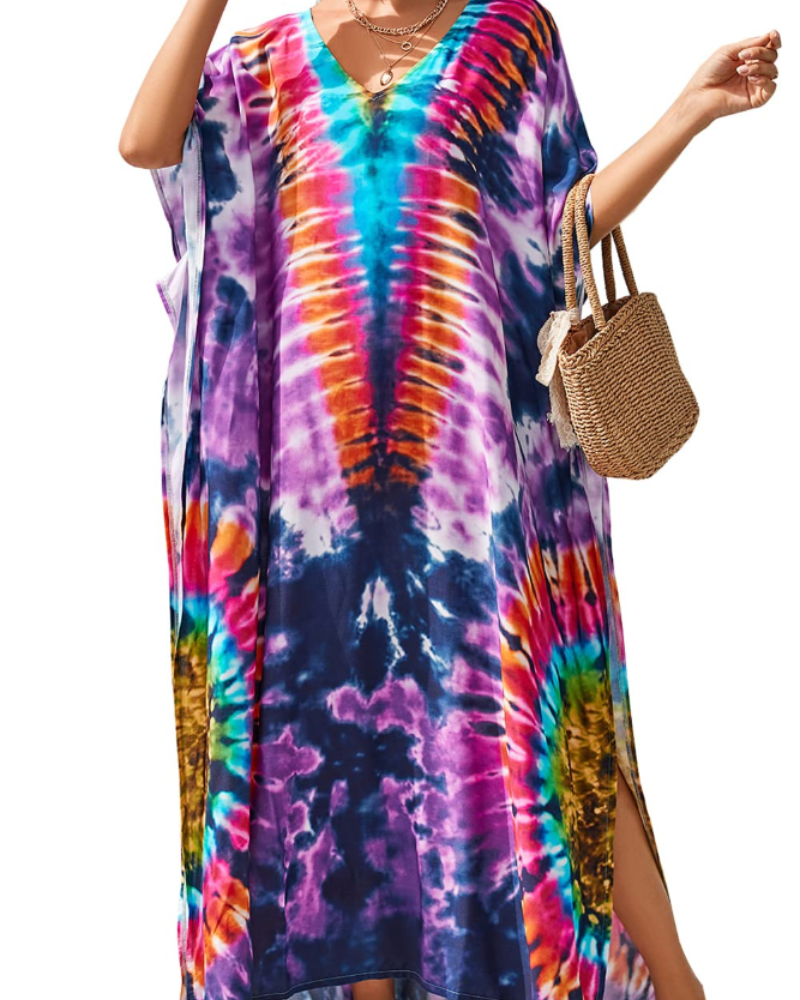 Luna Women's Boho Kaftan Dress – Oversized Beach Cover-Up & Resort Loungewear