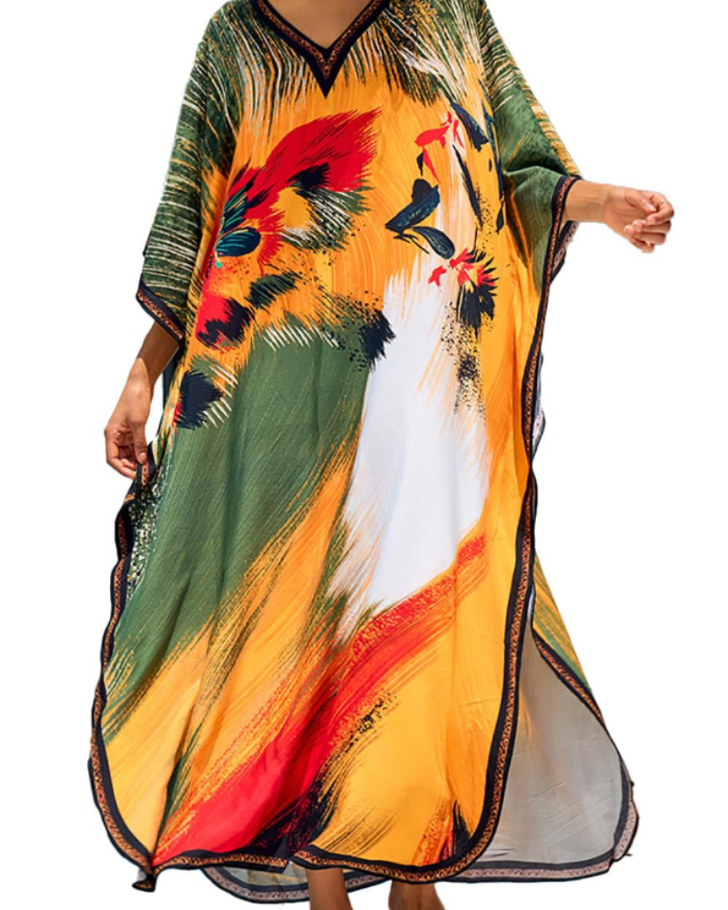 Luna Women's Boho Kaftan Dress – Oversized Beach Cover-Up & Resort Loungewear