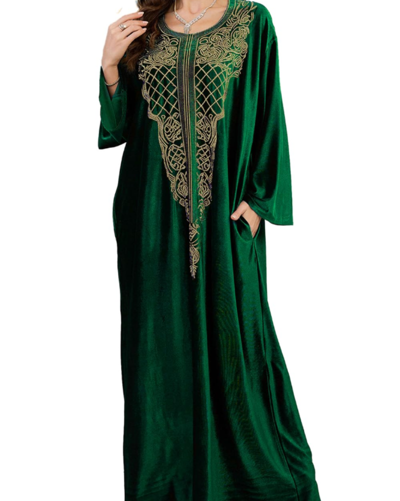 Luna Women's Boho Kaftan Cover-Up – Embroidered Beach Kimono Swimwear Cover