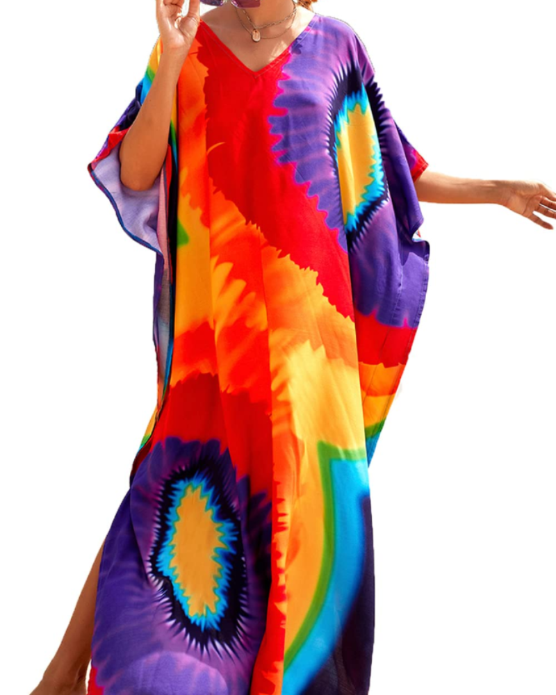 Luna Women's Boho Kaftan Dress – Oversized Beach Cover-Up & Resort Loungewear