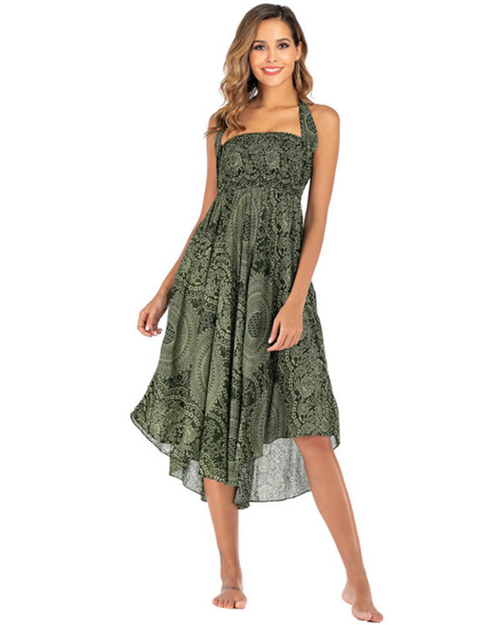 Aria Women's Boho Wrap Dress – Floral Sleeveless Maxi Beach Dress