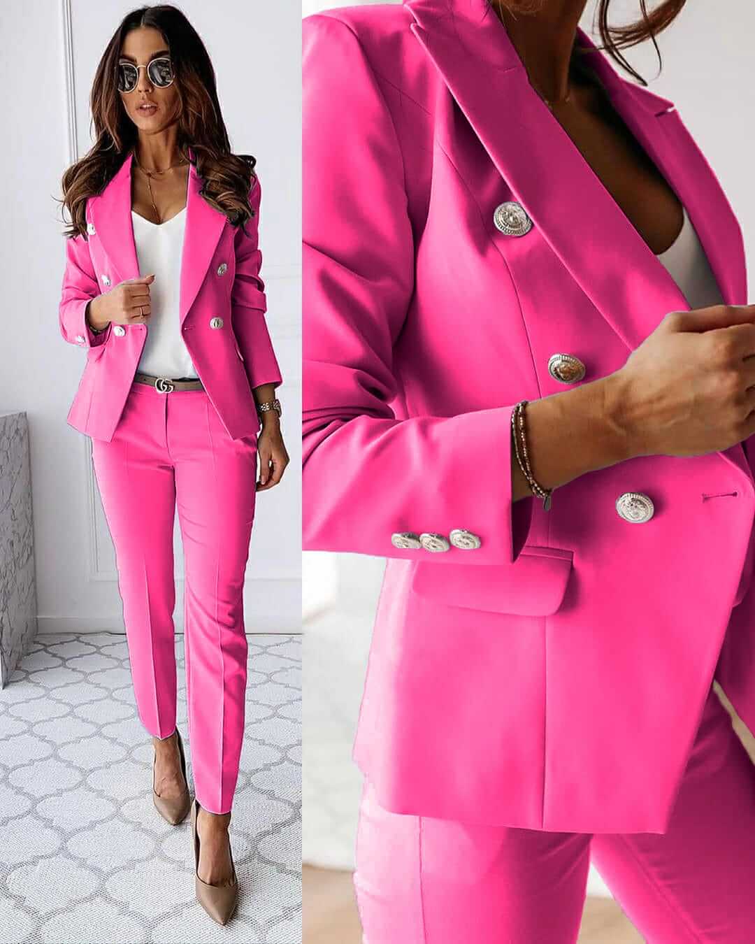 Elena Women’s Tailored Suit Set – Elegant Blazer & Slim Fit Trousers