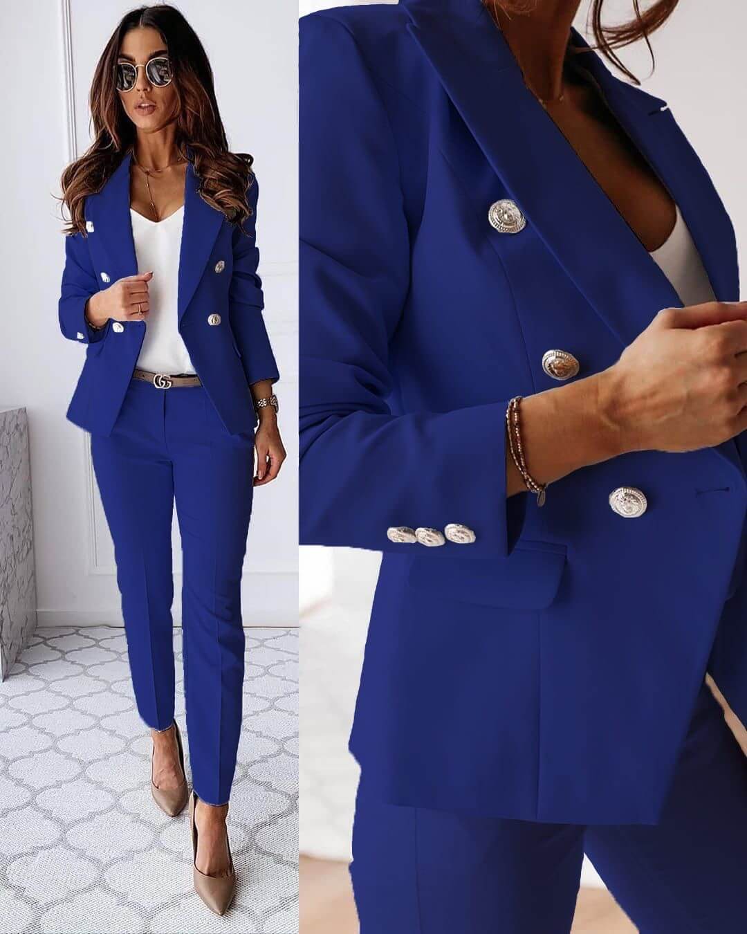 Elena Women’s Tailored Suit Set – Elegant Blazer & Slim Fit Trousers