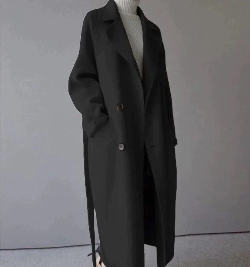 Isabelle Women’s Long Wool Coat – Elegant Warm Winter Overcoat with Tailored Fit