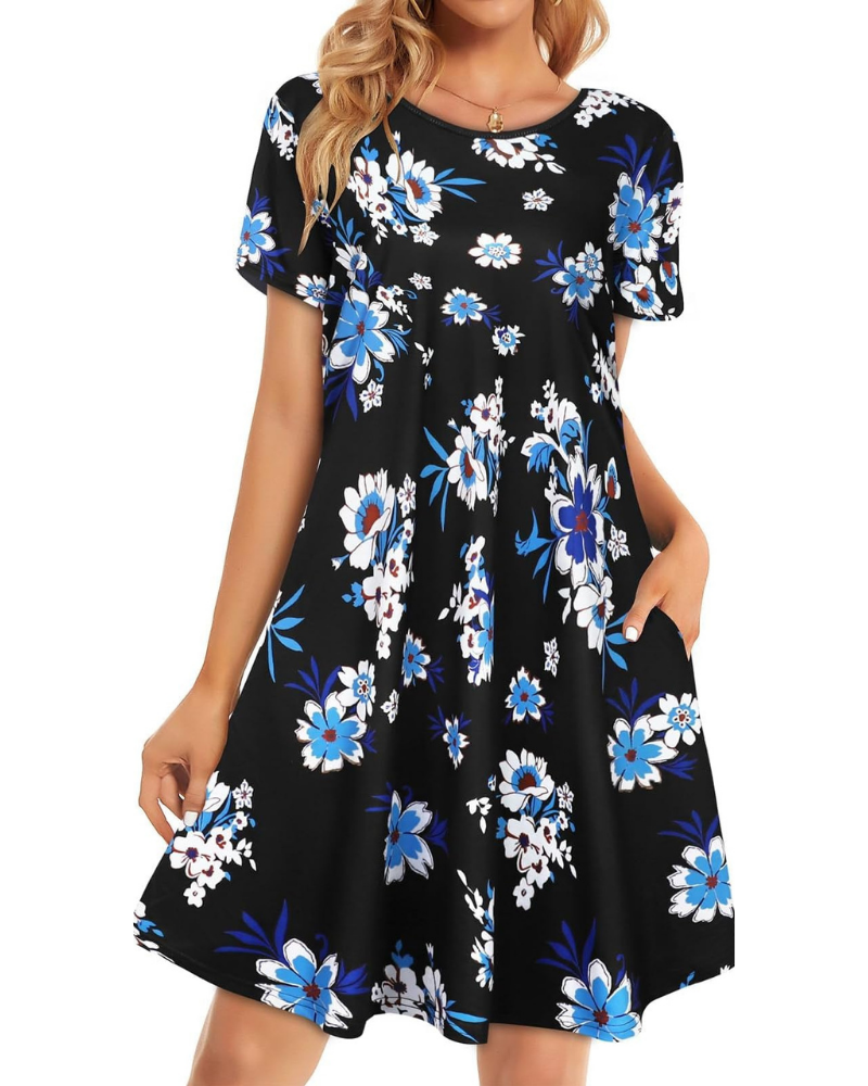 Chloe Women’s T-Shirt Dress – Short Sleeve Flowy Sundress with Pockets