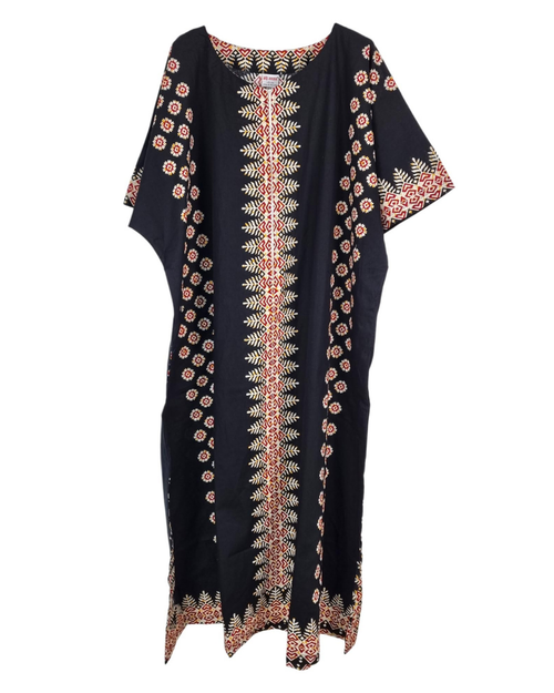 Amara Women’s African Print Kaftan – Cotton Plus Size Dress with Pockets