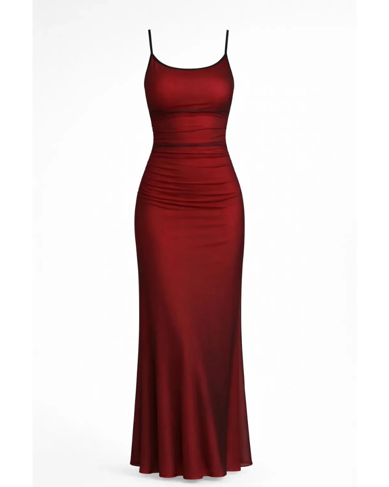 Eliana Women’s Maxi Dress – Elegant Bodycon Evening Dress with Pleated Details