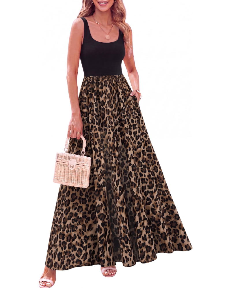 Sophia Women’s Boho Floral Maxi Dress – Sleeveless A-Line Vacation Sundress