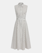 Florence Women’s Cotton Midi Dress – Sleeveless Slim Fit Dress with High Neck