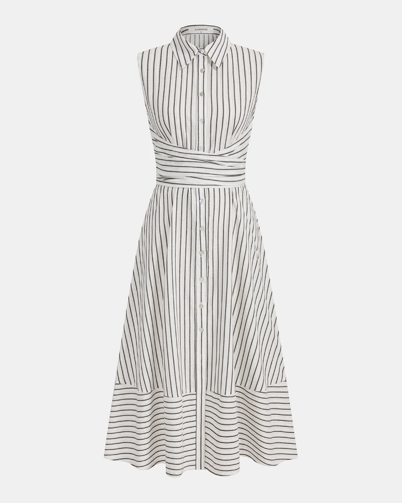 Florence Women’s Cotton Midi Dress – Sleeveless Slim Fit Dress with High Neck