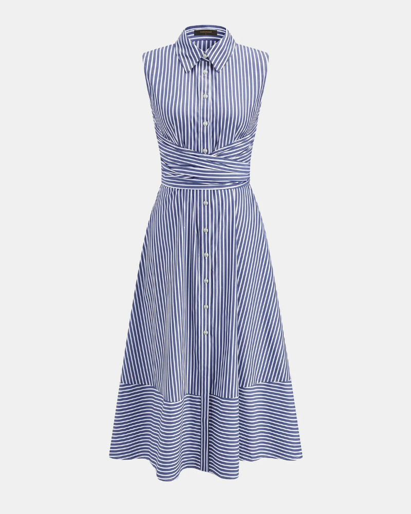 Florence Women’s Cotton Midi Dress – Sleeveless Slim Fit Dress with High Neck