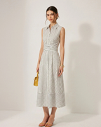 Florence Women’s Cotton Midi Dress – Sleeveless Slim Fit Dress with High Neck