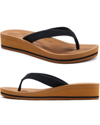 Ava Women’s Wedge Flip Flops – Platform T-Strap Sandals with Arch Support