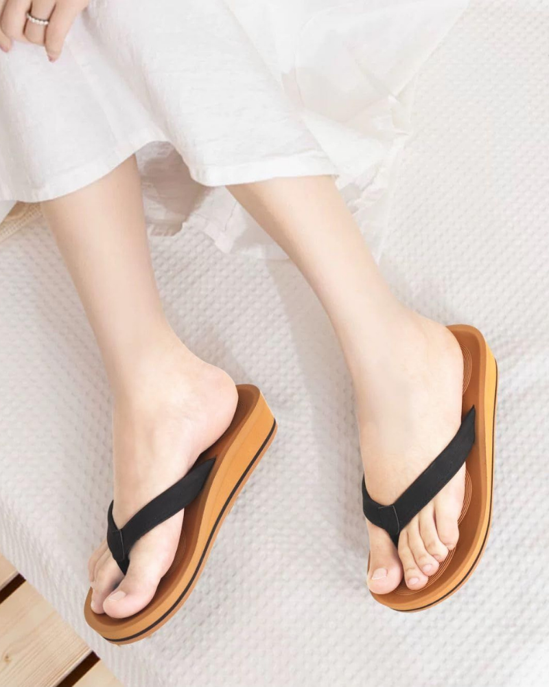 Ava Women’s Wedge Flip Flops – Platform T-Strap Sandals with Arch Support