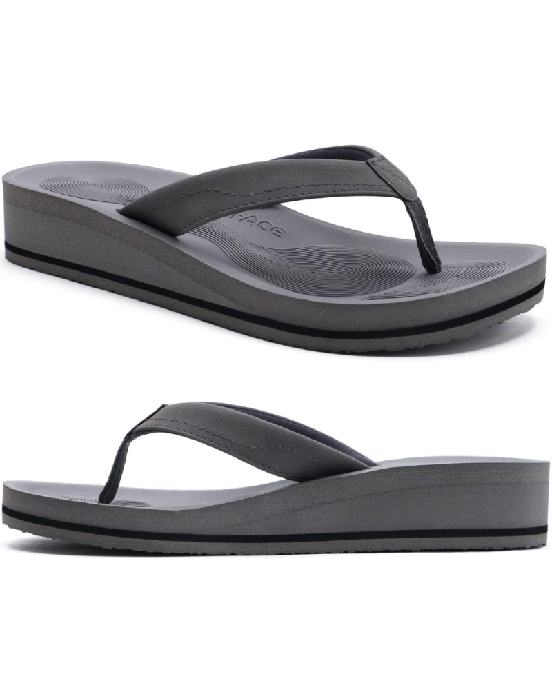 Ava Women’s Wedge Flip Flops – Platform T-Strap Sandals with Arch Support