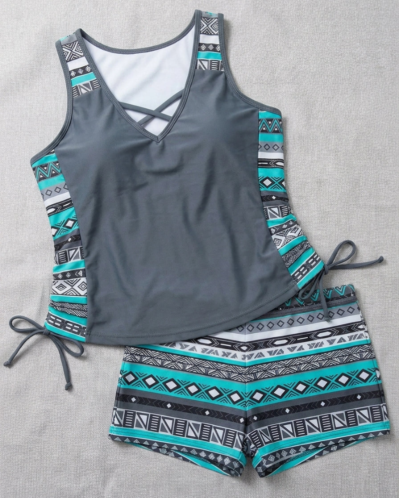 Claire Women’s Tankini Set – A-Line Swim Top with High Waist Shorts