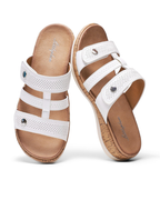 Amara Women’s Breathable Mules – Adjustable Faux Leather Slides with Non-Slip Sole