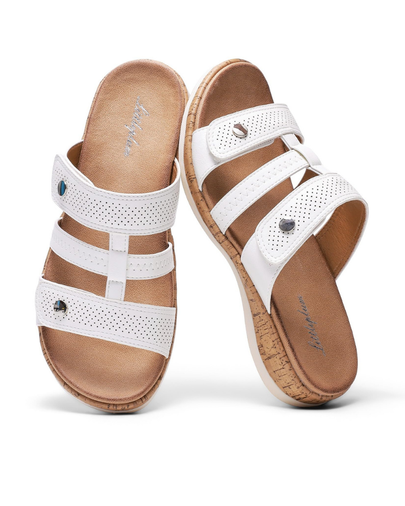 Amara Women’s Breathable Mules – Adjustable Faux Leather Slides with Non-Slip Sole