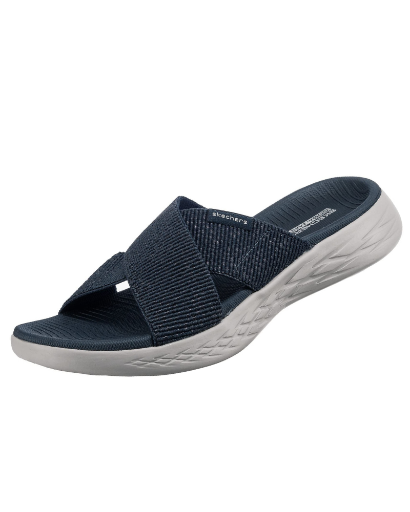 Vanessa Women’s Slip-On Sandals – Metallic Cross Strap Sandals with Cushioned Footbed