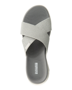 Vanessa Women’s Slip-On Sandals – Metallic Cross Strap Sandals with Cushioned Footbed