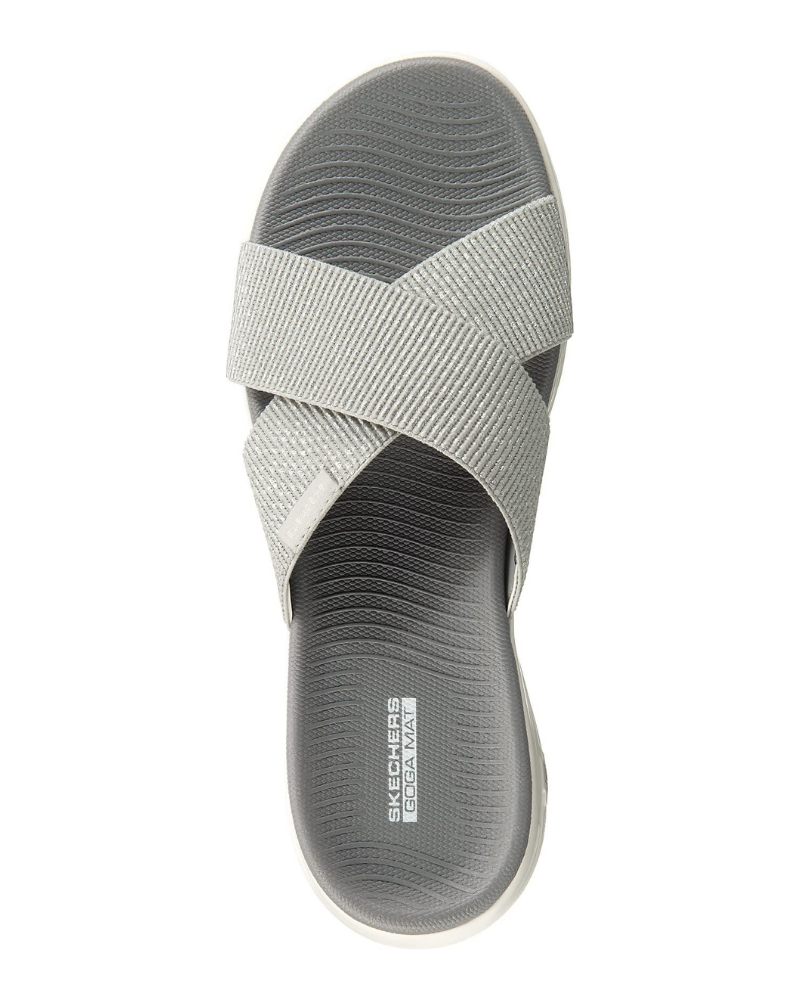 Vanessa Women’s Slip-On Sandals – Metallic Cross Strap Sandals with Cushioned Footbed