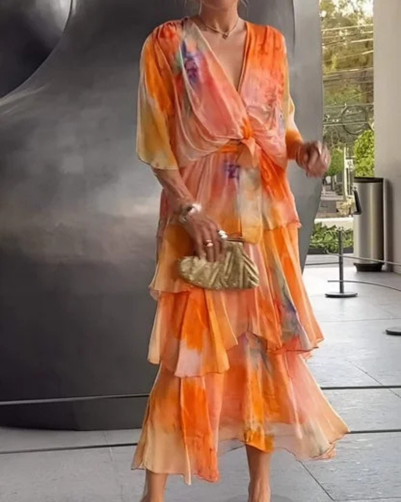 Annalise Women’s Chiffon Dress – Flowy Wrap Style Elegant Spring Summer Dress
