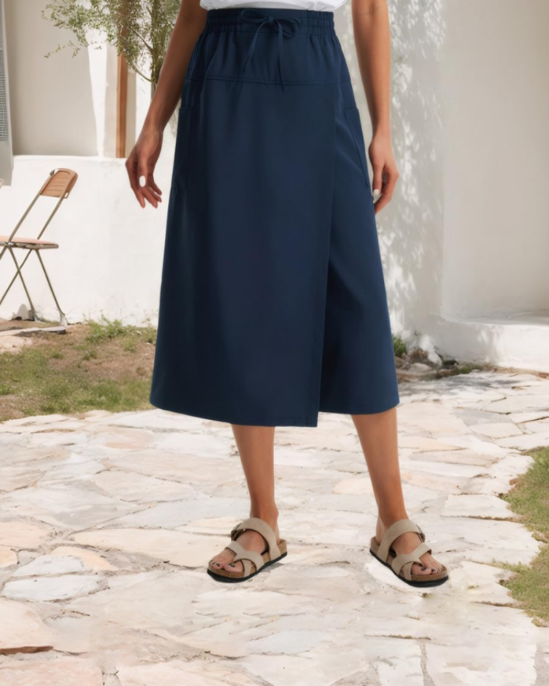 Madison Women's Capri Pants – High Waist Drawstring Flowy Trousers with Pockets