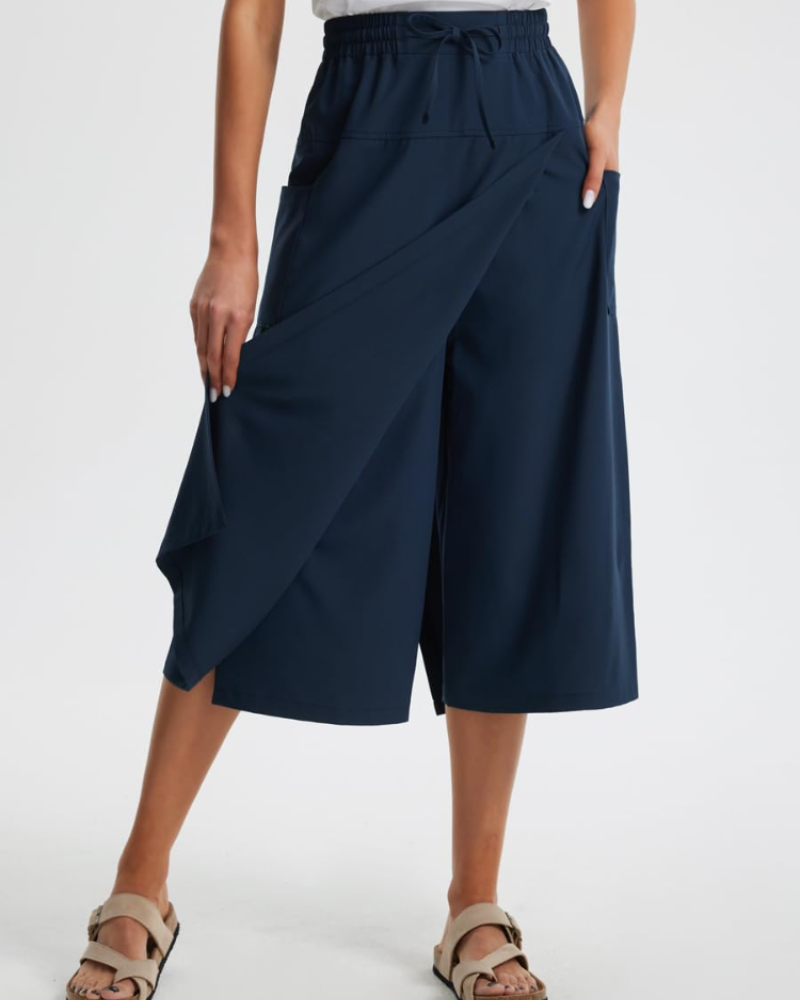 Madison Women's Capri Pants – High Waist Drawstring Flowy Trousers with Pockets