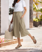 Madison Women's Capri Pants – High Waist Drawstring Flowy Trousers with Pockets