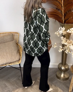 Mirabelle Women's Geometric Blouse – 3/4 Sleeve V-Neck Smart Casual Top