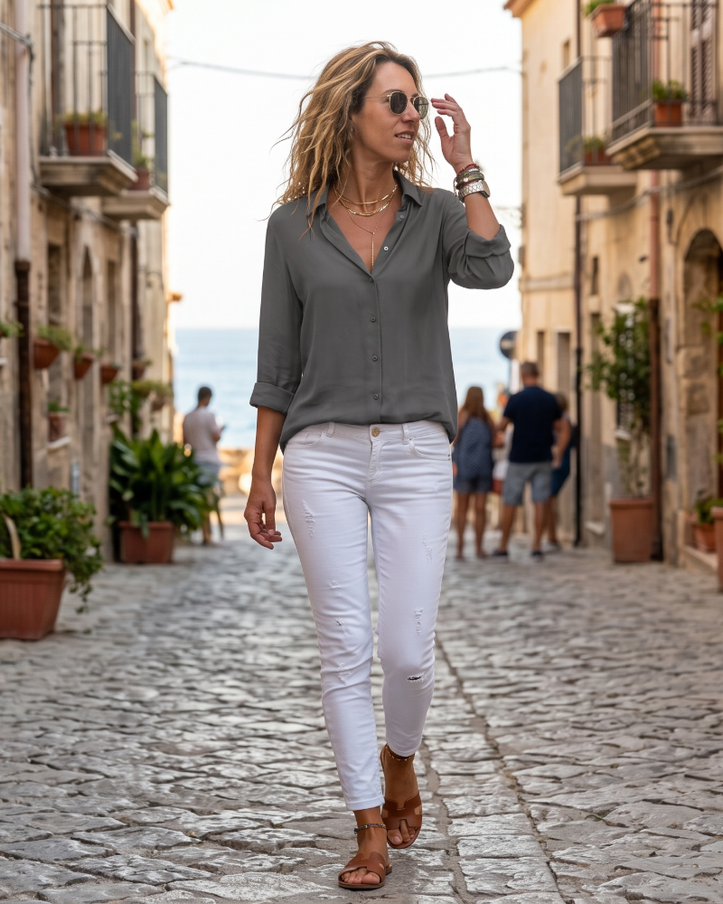 Eleanor Women's Button-Up Blouse – Long Sleeve Classic Collared Smart Casual Shirt