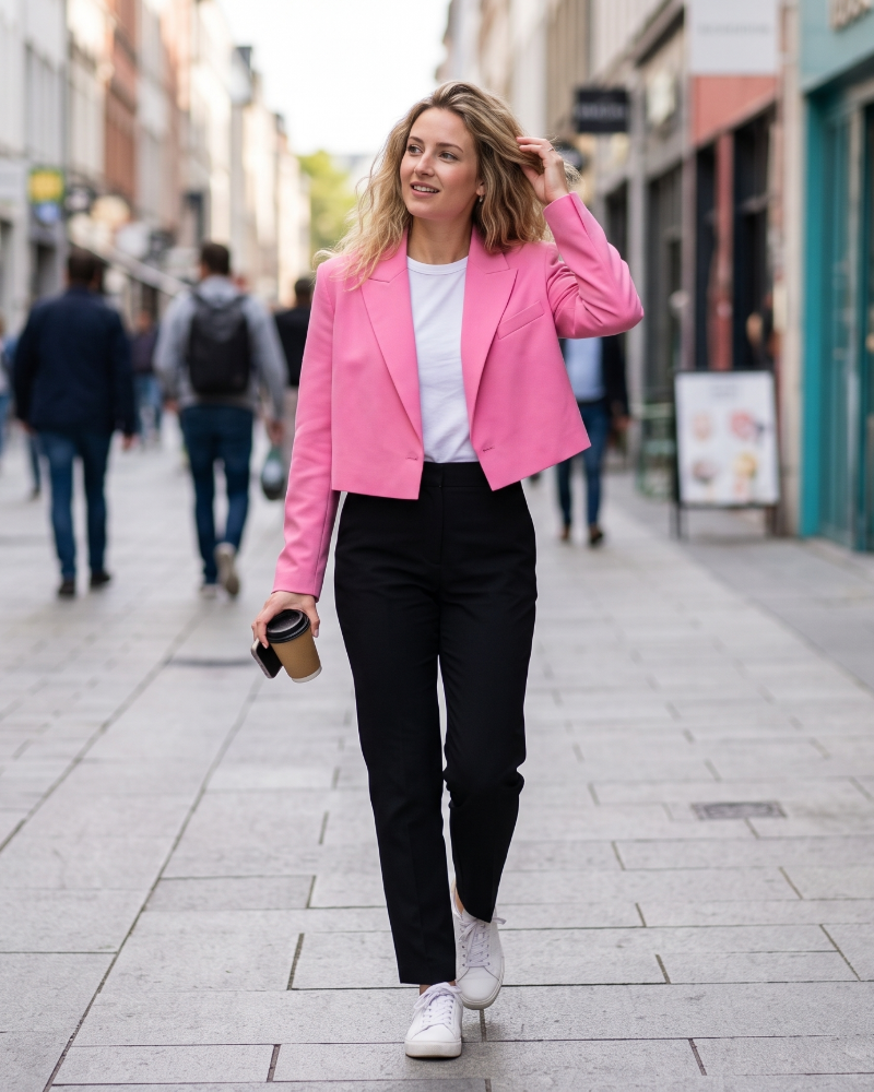 Vivian Women’s Cropped Blazer – Tailored Open Front Jacket with Lapel Collar