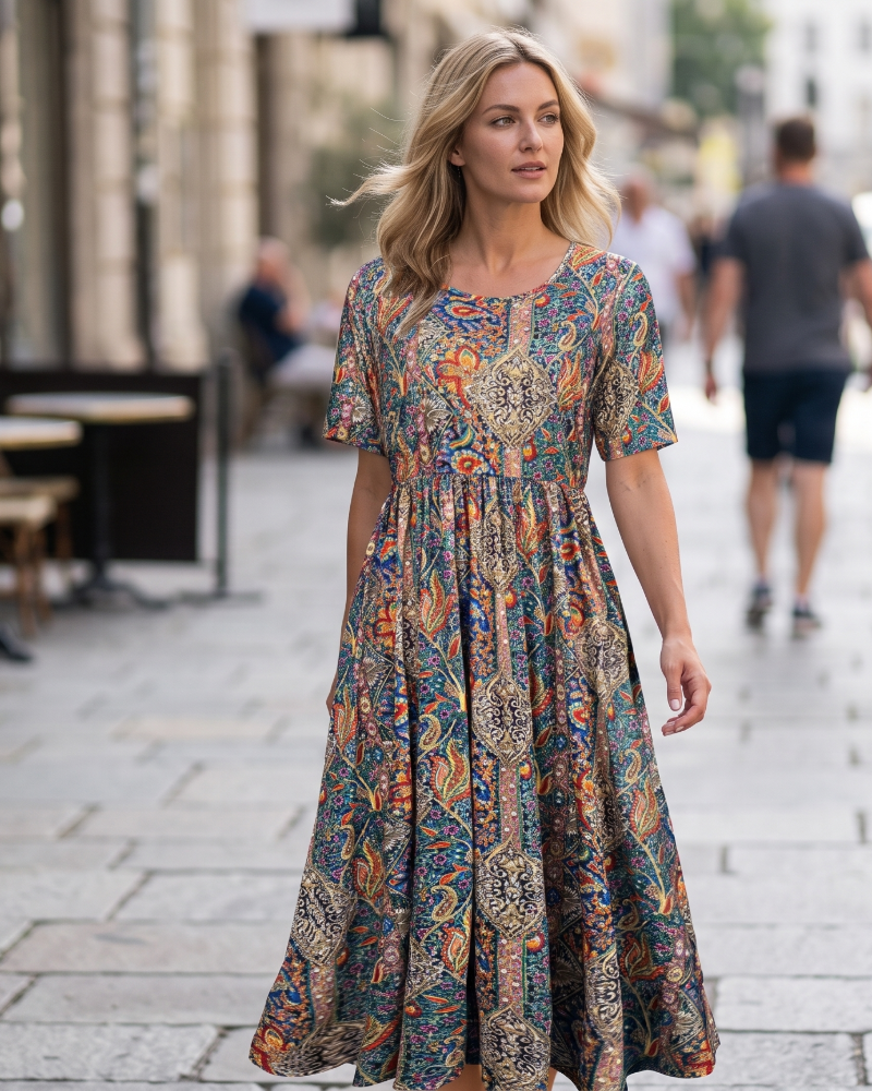 Josephine Women's Floral Dress – Short Sleeve Casual Summer Dress with Pockets
