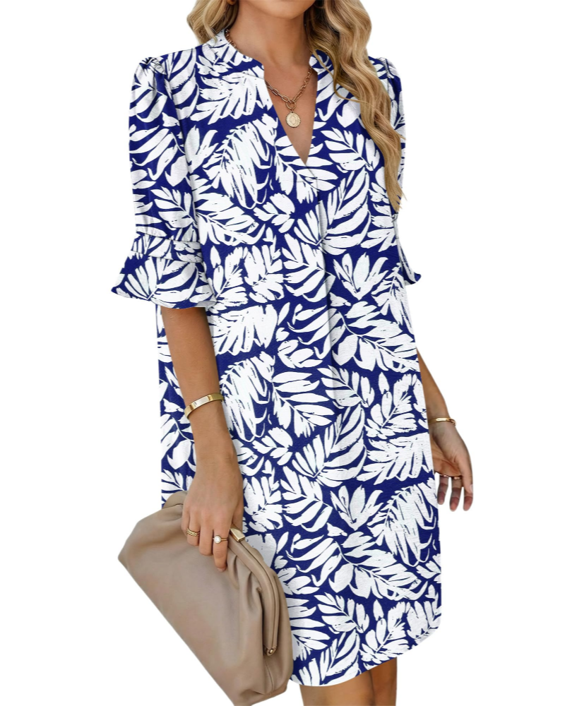 Emma Women's Shirt Dress – V-Neck A-Line Summer Dress with Pockets