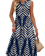 Sophia Women's Maxi Dress – Sleeveless V-Neck Summer Beach Dress with Pockets