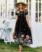 Olivia Women's Boho Maxi Dress – Floral A-Line Summer Dress with Pockets