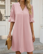 Harper Women's V-Neck Midi Dress – Elegant Half Sleeve Summer Party Dress