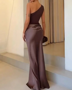 Cressida Women's One-Shoulder Maxi Dress – Satin Draped Evening Gown Formal Dress