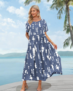 Faun Women's Floral Dress – Plus Size Boho Short Sleeve Summer Dress with Pockets