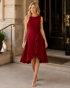 Verity Women's Asymmetric Midi Dress – Sleeveless Elegant Occasion Dress