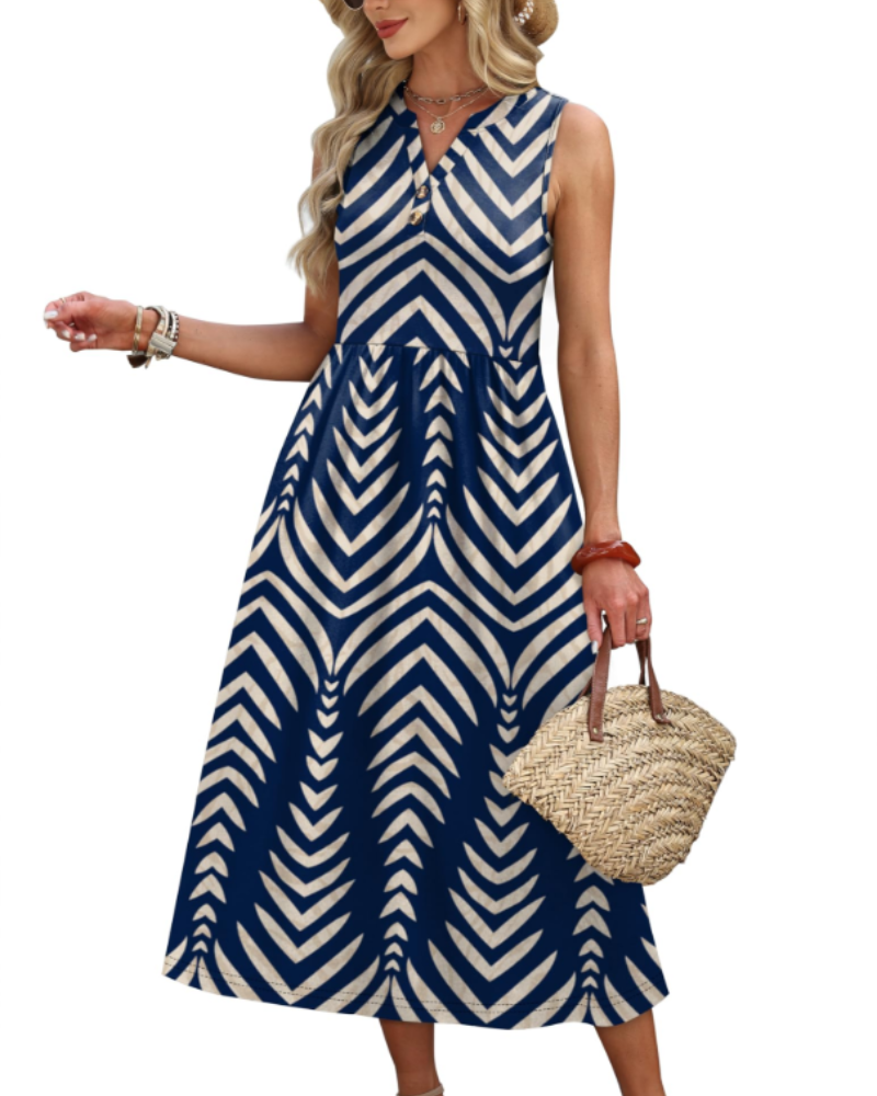 Sophia Women's Maxi Dress – Sleeveless V-Neck Summer Beach Dress with Pockets