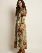 Rosalind Women's Floral Maxi Dress – V-Neck Flowy Summer Dress with Pockets