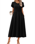 Olivia Women's Boho Maxi Dress – Floral A-Line Summer Dress with Pockets