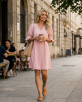 Harper Women's V-Neck Midi Dress – Elegant Half Sleeve Summer Party Dress