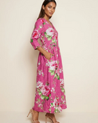 Rosalind Women's Floral Maxi Dress – V-Neck Flowy Summer Dress with Pockets
